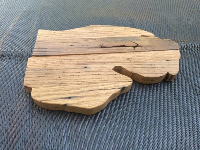 wood cut into the shape of Michigan